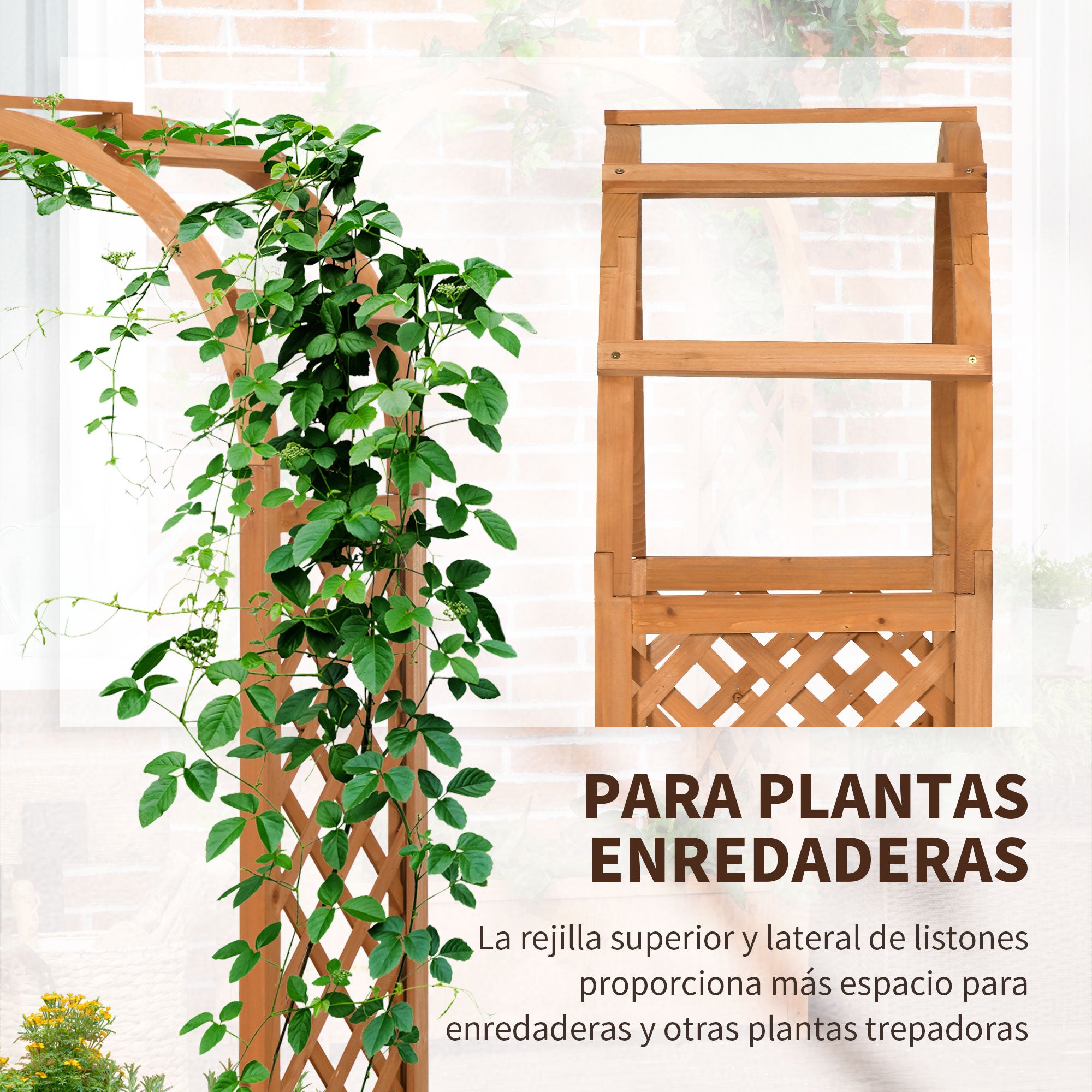 Arched Planter with Trellis Arch Planter with Climbing Plant Support Planter with Lattice Planting Flower Decoration in Garden Terrace Balcony 83x36x152 cm Natural