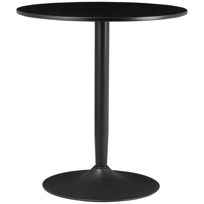Dining Table, Round Kitchen Table, Modern Dining Table for 2 People, Bar Table Column Table with Steel Leg, Non-Slip Footrest, Coffee Table for Living Room, Ø70 x 75 cm, Black