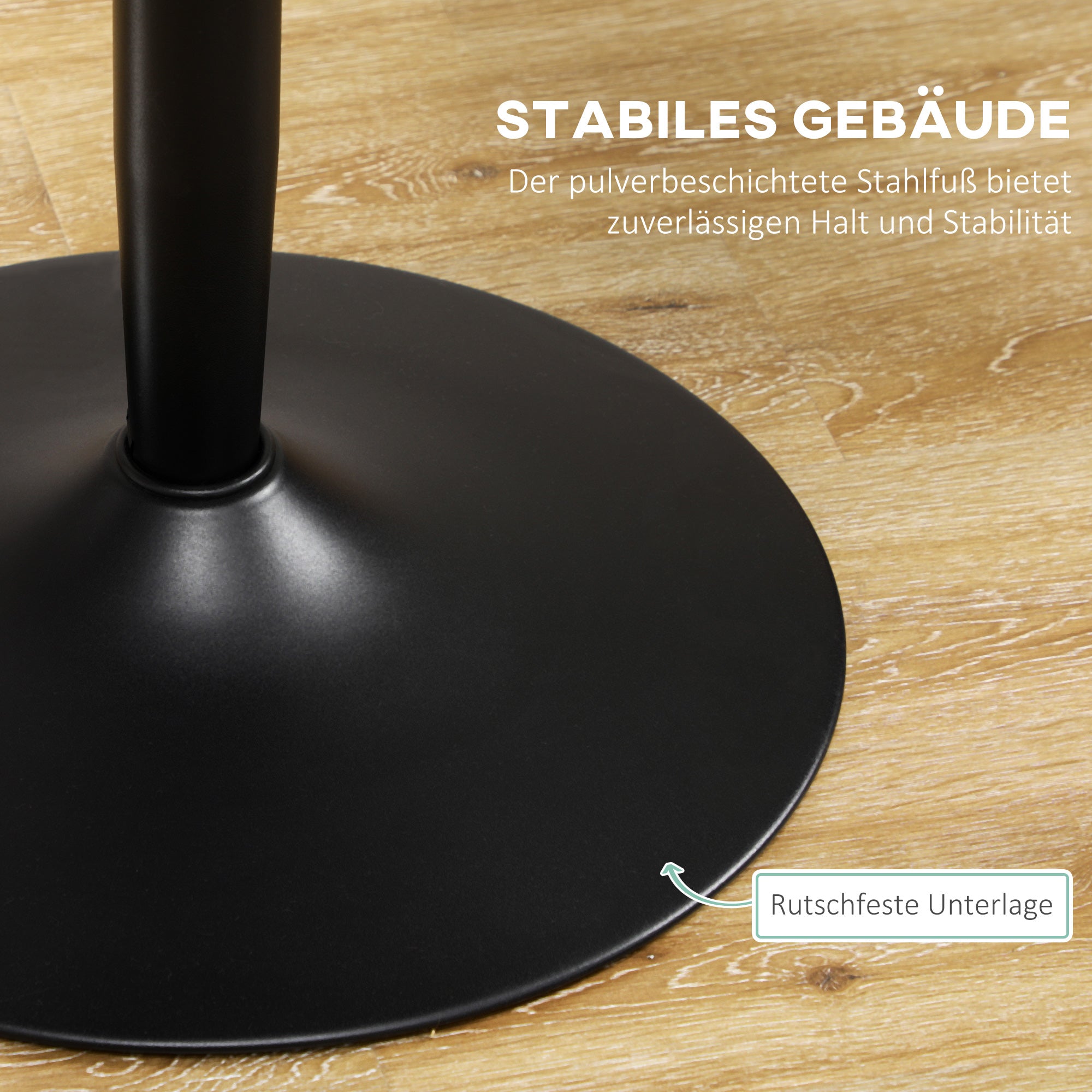 Dining Table, Round Kitchen Table, Modern Dining Table for 2 People, Bar Table Column Table with Steel Leg, Non-Slip Footrest, Coffee Table for Living Room, Ø70 x 75 cm, Black