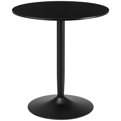 Dining Table, Round Kitchen Table, Modern Dining Table for 2 People, Bar Table Column Table with Steel Leg, Non-Slip Footrest, Coffee Table for Living Room, Ø70 x 75 cm, Black