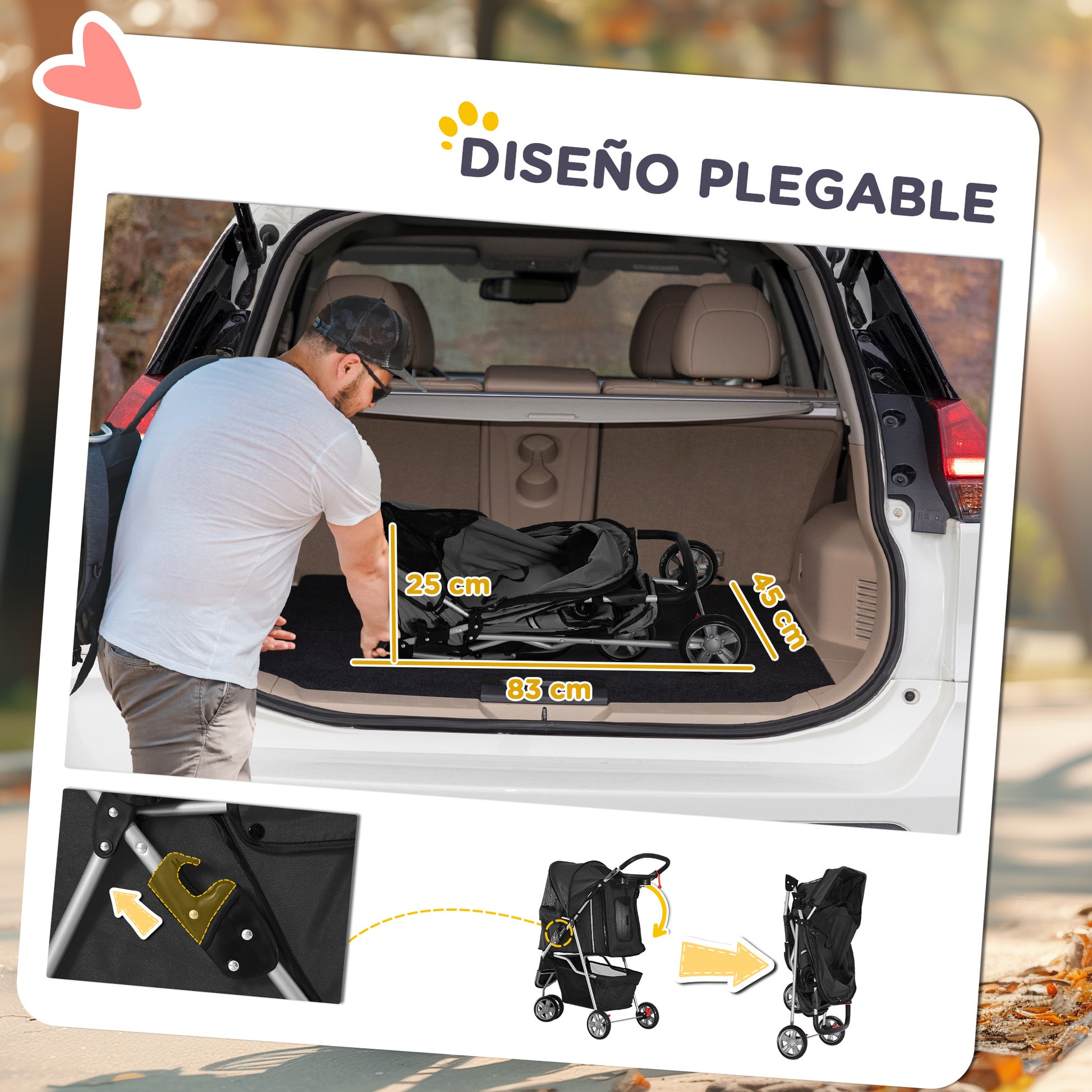 Foldable Dog Stroller Pet Stroller for Small Dogs with Storage Basket Mesh Windows and 2 Universal Wheels Load 15 kg 75x45x97 cm Black