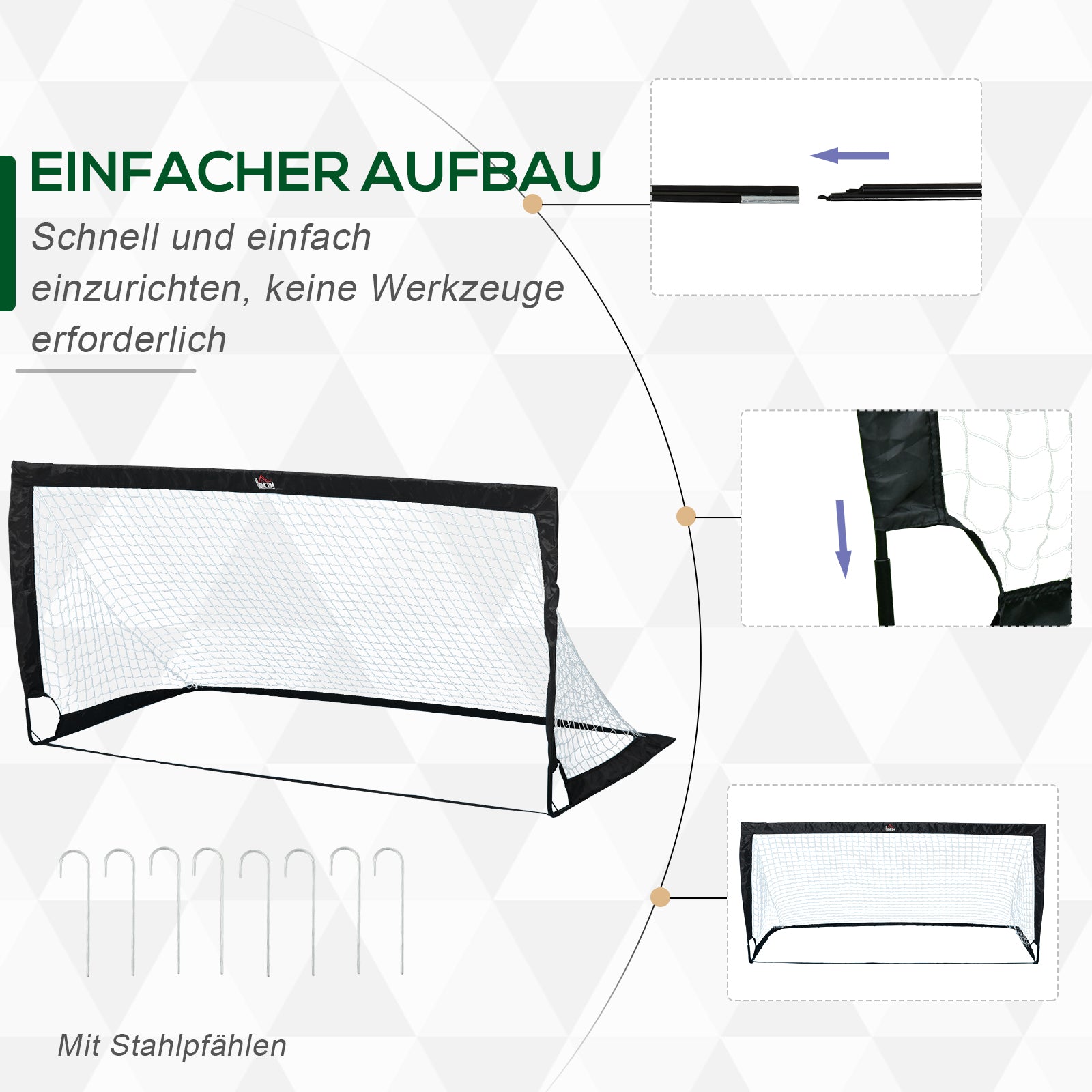 Soccer Goal 2 Pack foldable 183 x 90 x 90 cm Soccer Goal with carrying bag weatherproof Outdoor Soccer Goals for Adults Soccer Goals for Garden Training Leisure Black
