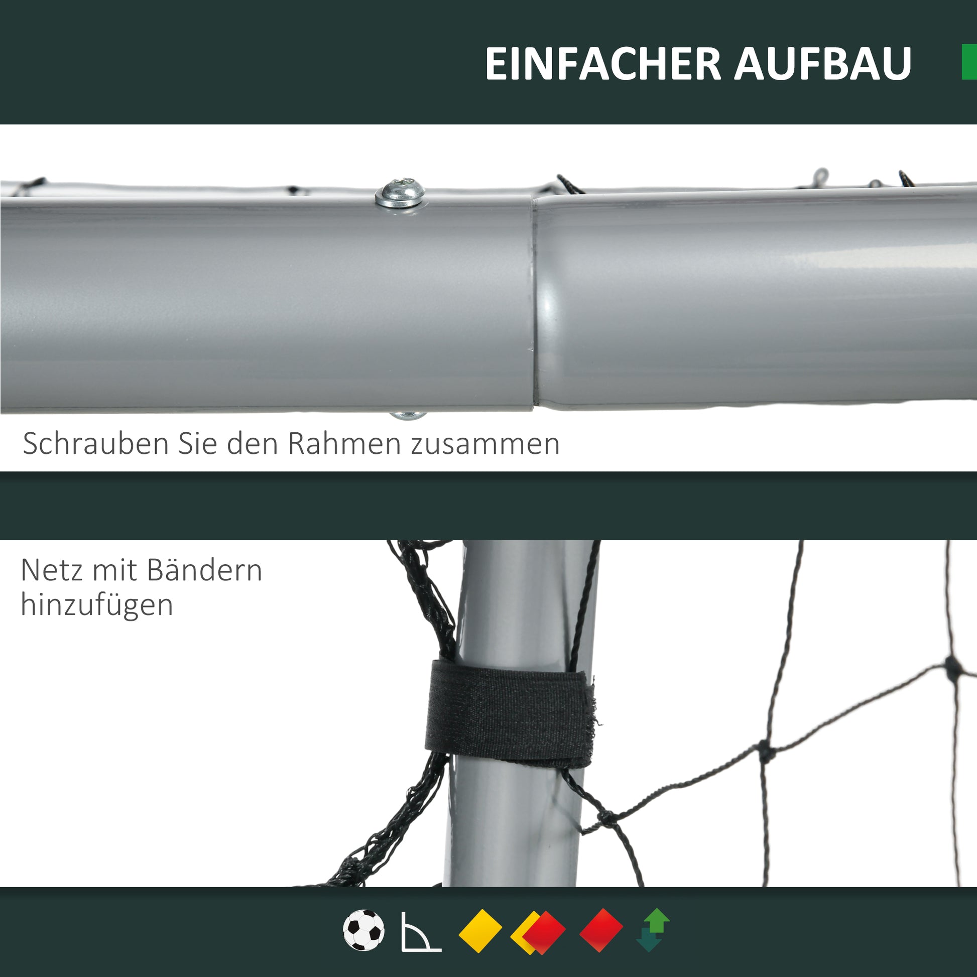 SPORTNOW Soccer Goal with PE Net Fabric, Soccer Goal for Kids and Adults, 240 x 85 x 160 cm, Steel, PE, for Garden, Soccer Training, Gray