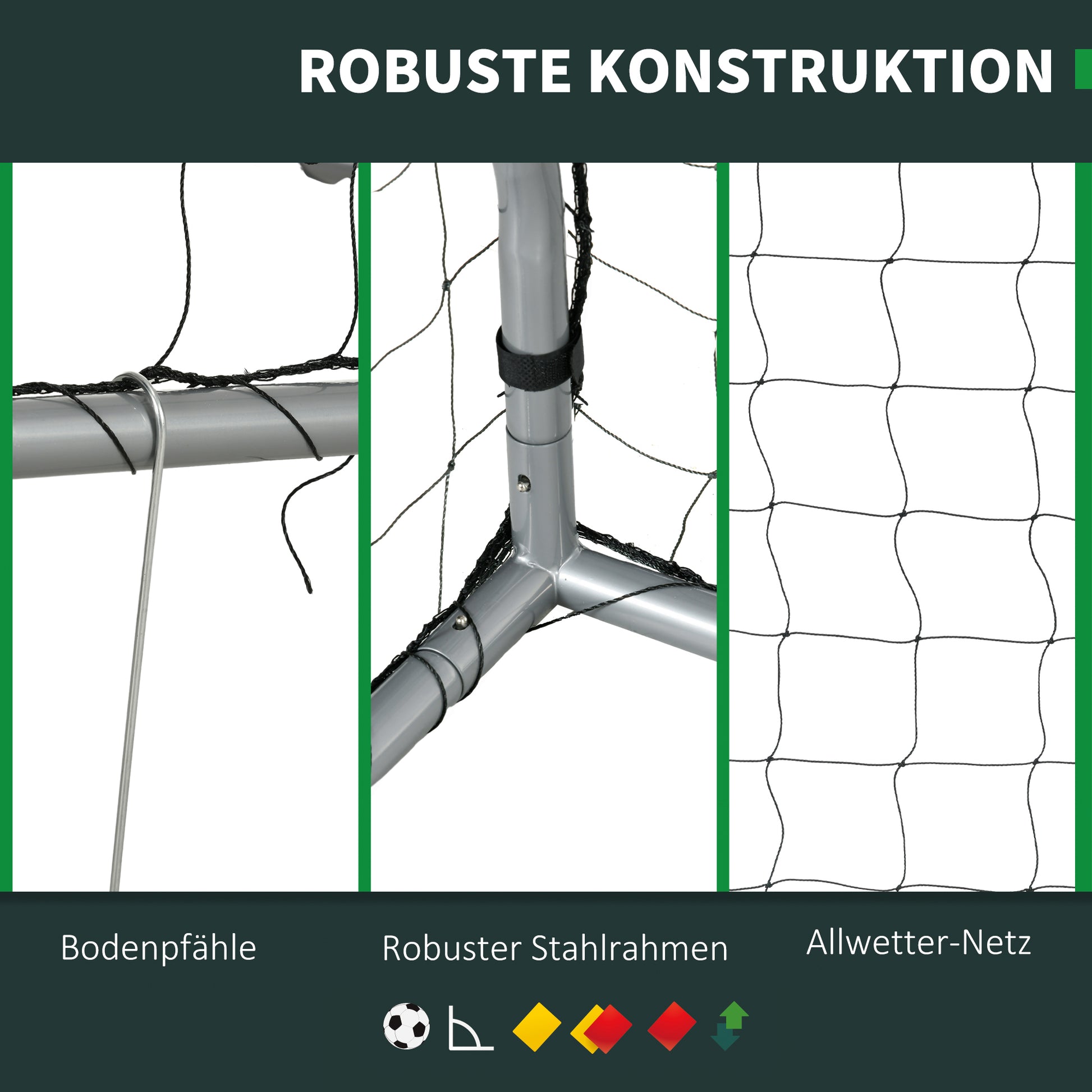 SPORTNOW Soccer Goal with PE Net Fabric, Soccer Goal for Kids and Adults, 240 x 85 x 160 cm, Steel, PE, for Garden, Soccer Training, Gray