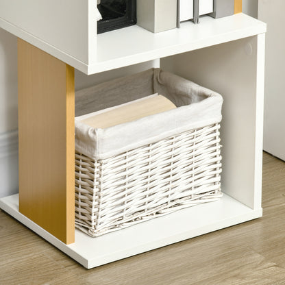 S-Shaped Bookcase Bookshelf with 5 Open Shelves for Living Room Office Study Anti-Tip 100kg Load 33x28x161 cm White