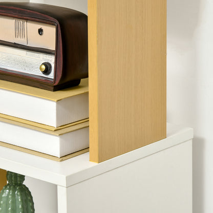 S-Shaped Bookcase Bookshelf with 5 Open Shelves for Living Room Office Study Anti-Tip 100kg Load 33x28x161 cm White