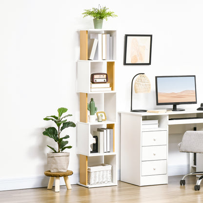 S-Shaped Bookcase Bookshelf with 5 Open Shelves for Living Room Office Study Anti-Tip 100kg Load 33x28x161 cm White