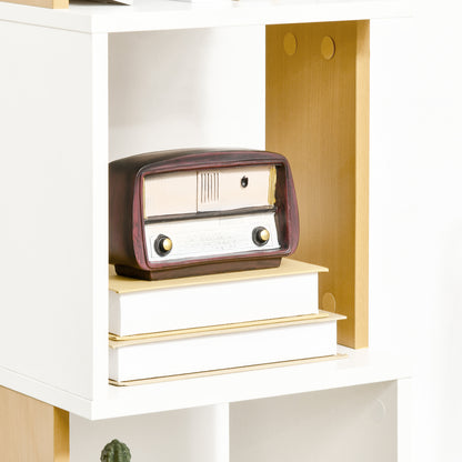 S-Shaped Bookcase Bookshelf with 5 Open Shelves for Living Room Office Study Anti-Tip 100kg Load 33x28x161 cm White