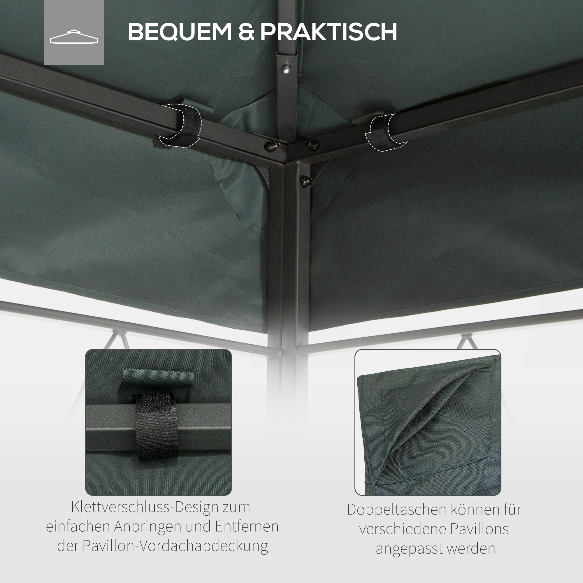 Replacement Roof for Metal Pavilion 3x4m Water-Resistant Pavilion Roof with Double Roof, Replacement Cover for Garden Pavilion Party Tent Gazebo Polyester Charcoal Gray