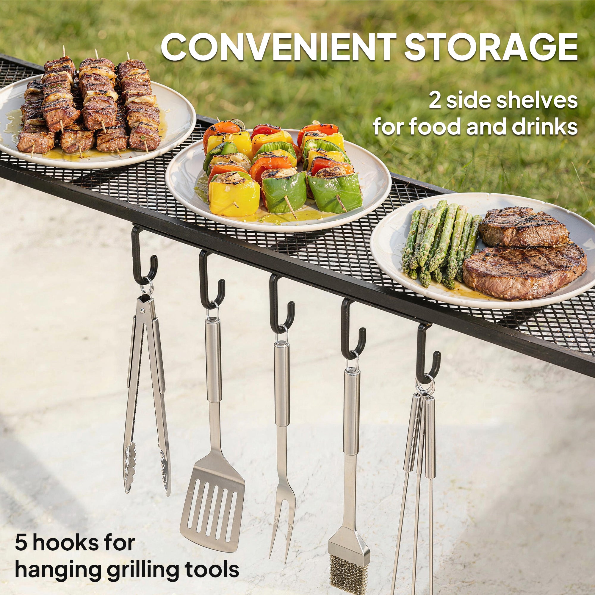 BBQ Shelter Gazebo 245 x 152 x 218 cm Steel with Side Shelves & Hooks — Outdoor Barbecue Canopy for Patio, Garden, Yard, Dark Gray