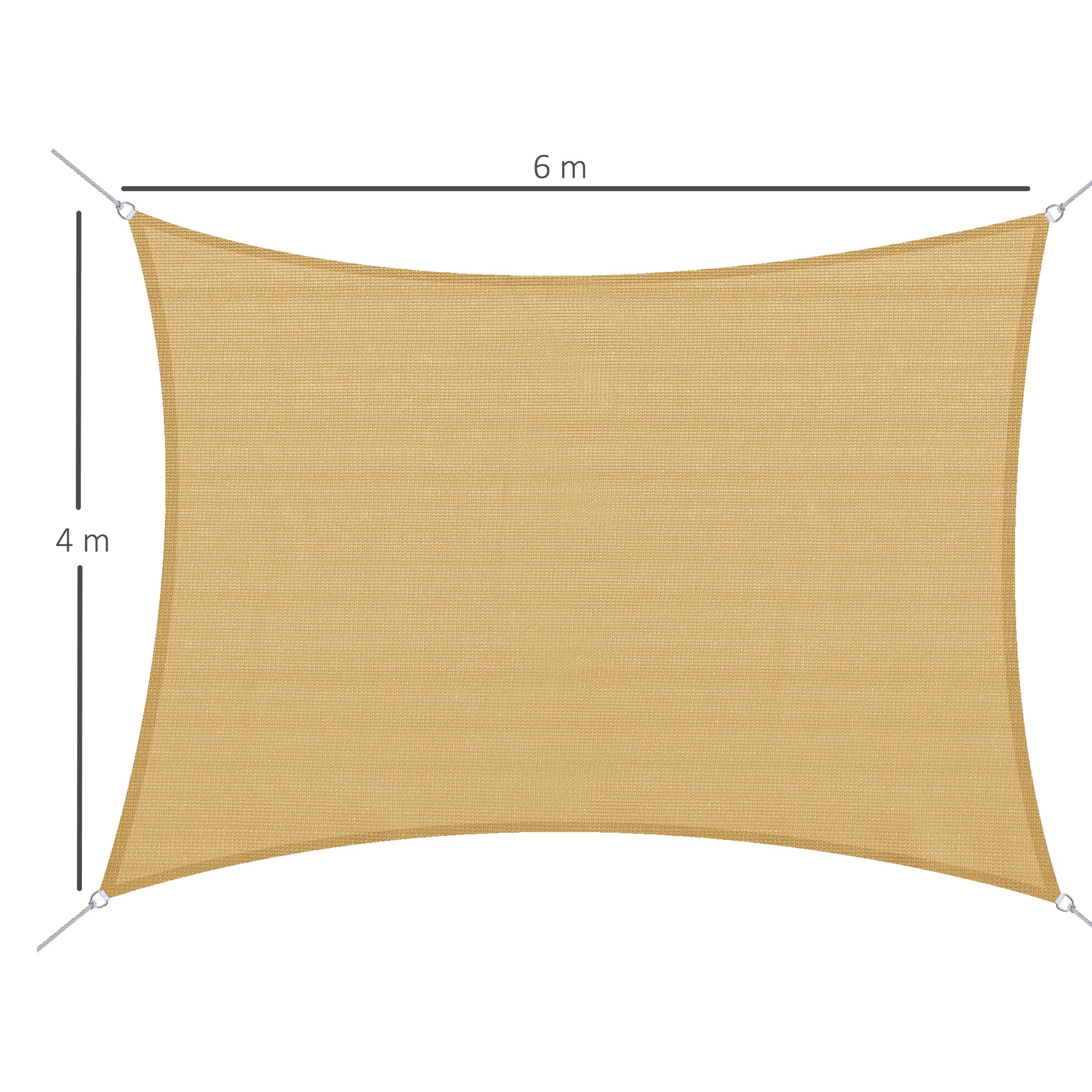 Rectangular Shade Sail 13x20 ft Patio Shade with Anti-UV Stainless Steel Ring and Nylon Ropes for Garden Patio Sand