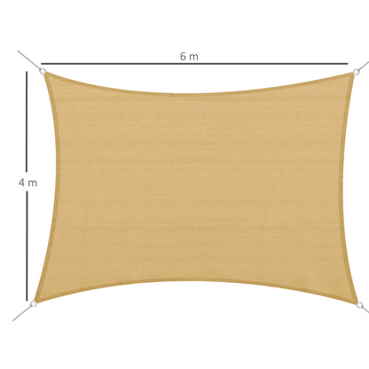 Rectangular Shade Sail 13x20 ft Patio Shade with Anti-UV Stainless Steel Ring and Nylon Ropes for Garden Patio Sand