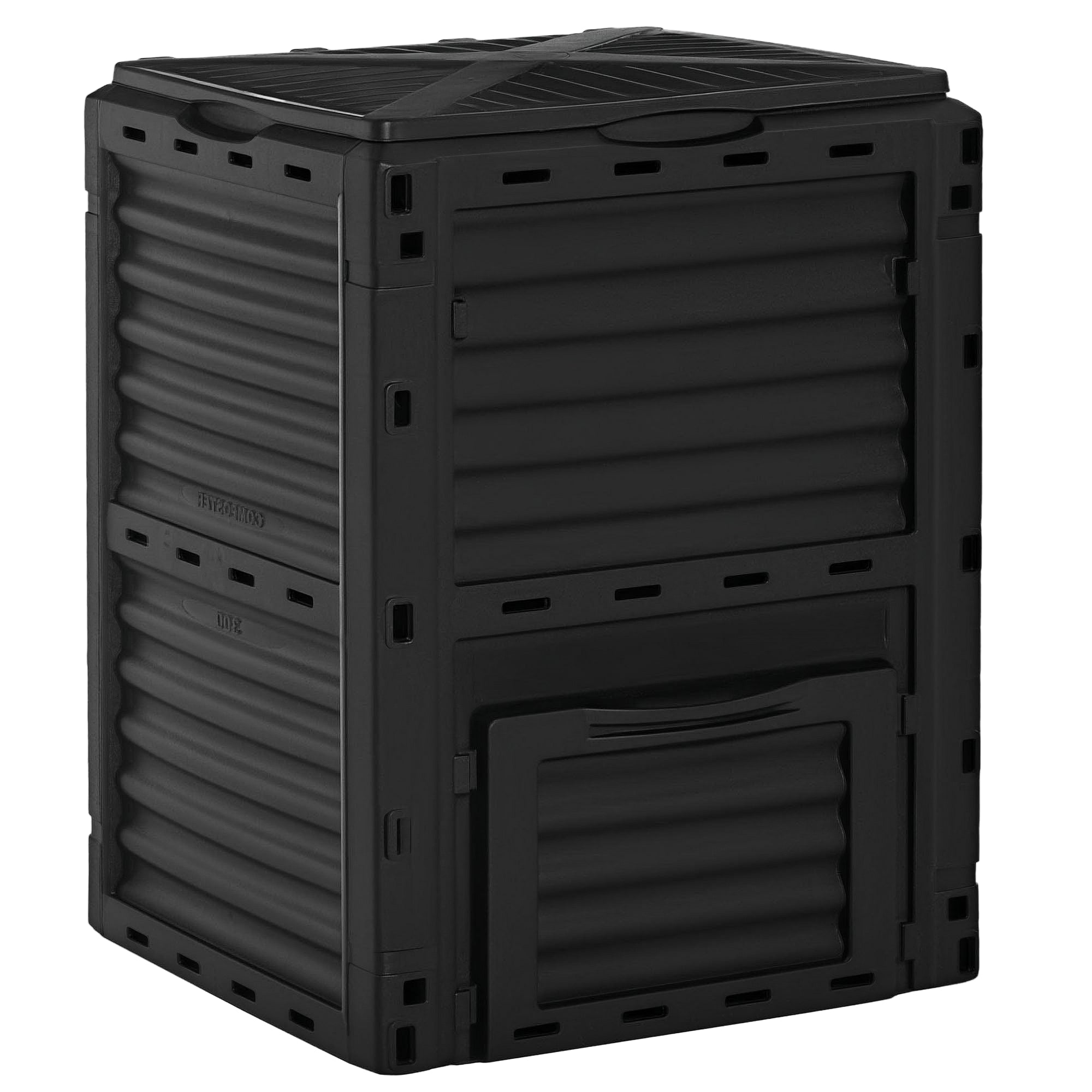 300L Capacity Organic Composter for Garden Fertilizer Production with 48 Vents 60.5x60.5x81.5 cm Black