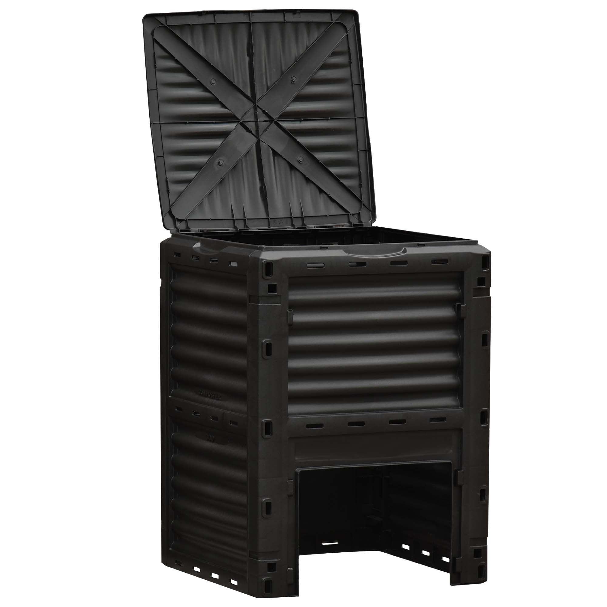 300L Capacity Organic Composter for Garden Fertilizer Production with 48 Vents 60.5x60.5x81.5 cm Black