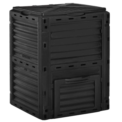 300L Capacity Organic Composter for Garden Fertilizer Production with 48 Vents 60.5x60.5x81.5 cm Black