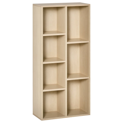 Bookshelf Wooden Bookcase with 7 Storage Compartments Plants Files for Living Room Bedroom Office 50x24x106 cm Oak