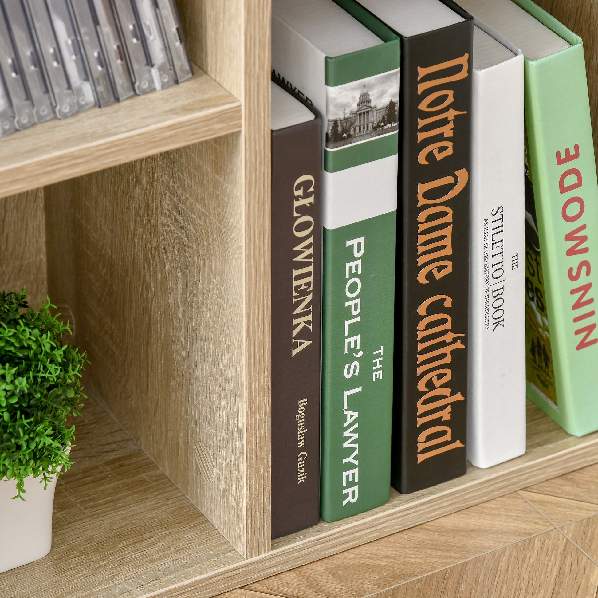 Bookshelf Wooden Bookcase with 7 Storage Compartments Plants Files for Living Room Bedroom Office 50x24x106 cm Oak