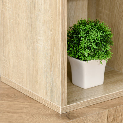 Bookshelf Wooden Bookcase with 7 Storage Compartments Plants Files for Living Room Bedroom Office 50x24x106 cm Oak