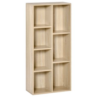 Bookshelf Wooden Bookcase with 7 Storage Compartments Plants Files for Living Room Bedroom Office 50x24x106 cm Oak