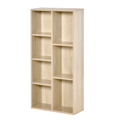 Bookshelf Wooden Bookcase with 7 Storage Compartments Plants Files for Living Room Bedroom Office 50x24x106 cm Oak
