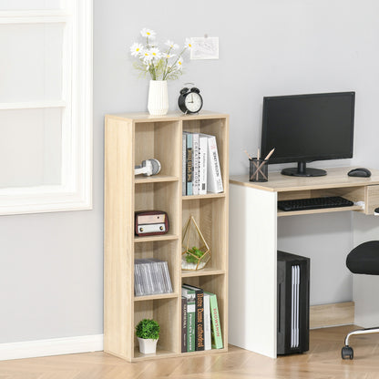 Bookshelf Wooden Bookcase with 7 Storage Compartments Plants Files for Living Room Bedroom Office 50x24x106 cm Oak