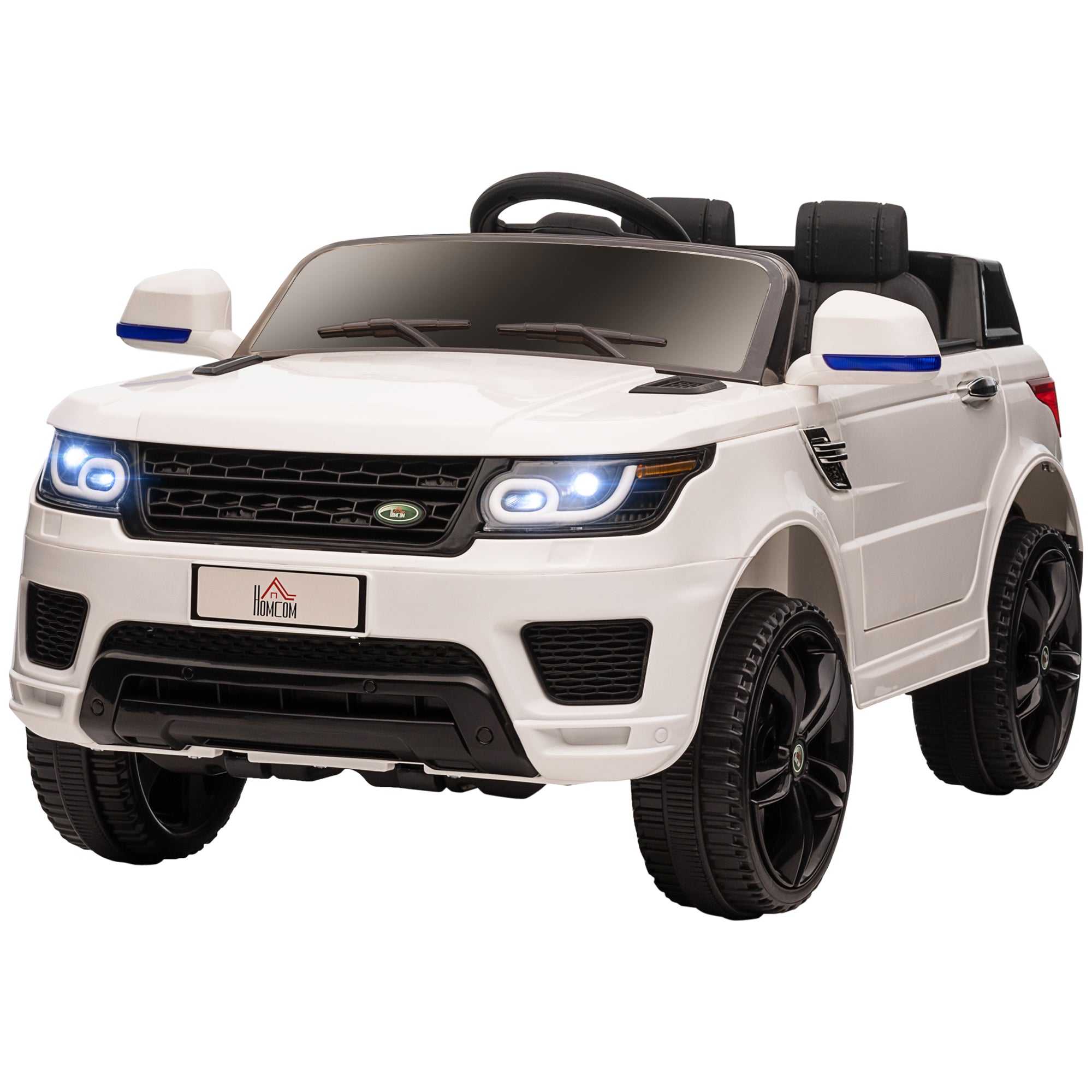 SUV Electric Car for Kids 3-6 Years Battery-Powered Car 12V with 2 Motors Remote Control Headlights Horn Music USB and Door Opening 3-5 km/h 110x68x52 cm White