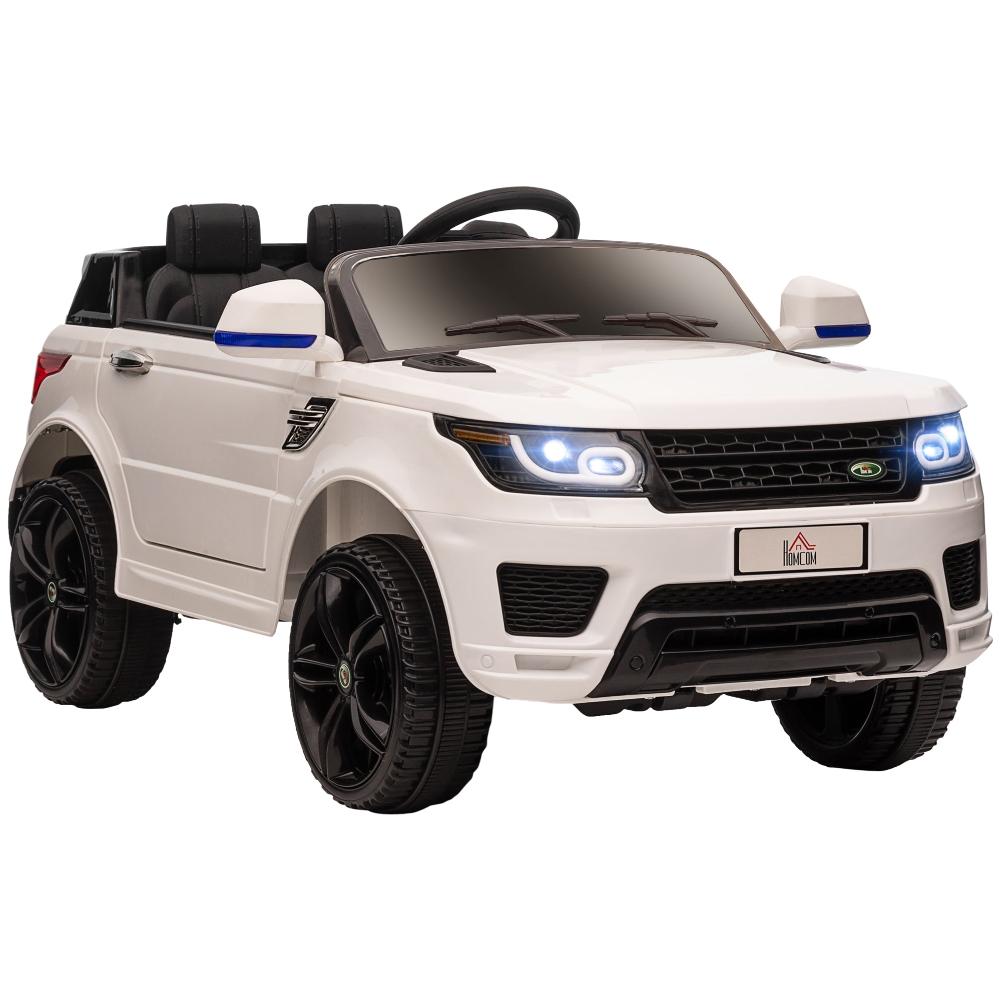 SUV Electric Car for Kids 3-6 Years Battery-Powered Car 12V with 2 Motors Remote Control Headlights Horn Music USB and Door Opening 3-5 km/h 110x68x52 cm White