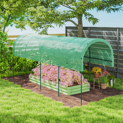 Winter Film Greenhouse with Arched Roof — Steel Frame & Ground Anchors, Slot-Together Open Tunnel, 400 x 120 x 170 cm (13.1 x 3.9 x 5.6 ft), Green