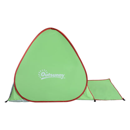 Green Red Pop-up Automatic Instant UV Protection Beach Shelter Beach Tent with Rear Window Large Floor Mat