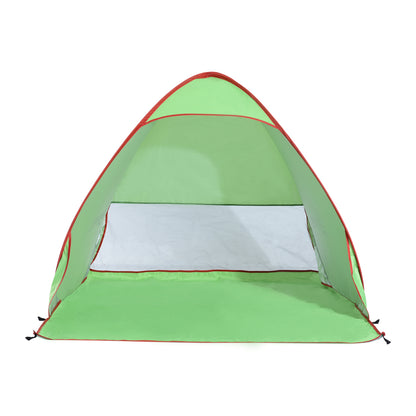 Green Red Pop-up Automatic Instant UV Protection Beach Shelter Beach Tent with Rear Window Large Floor Mat