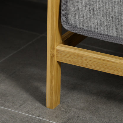 Bamboo Laundry Basket 2 Compartments Laundry Collector with Handle, 2 Removable Laundry Bags, Platform, Laundry Box Laundry Sorter for Laundry Room Bedroom Bathroom Natural+Gray