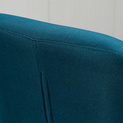 Scandinavian Design Bar Stools - Set of 2 High Comfort Bar Stools with Footrests and Armrests - Solid Wood Blue Linen