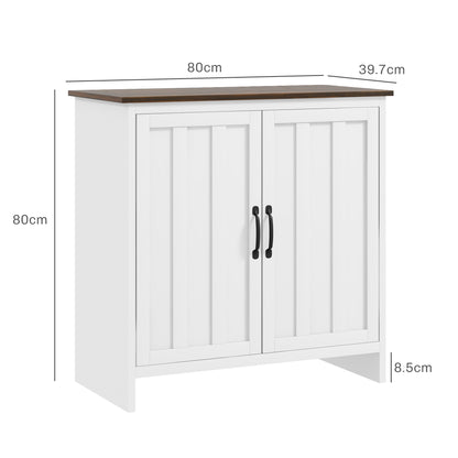 Modern Kitchen Sideboard, 2 Doors Mobile with Adjustable Shelf in Wood for Living Room and Entryway, 80x39.7x80cm, White