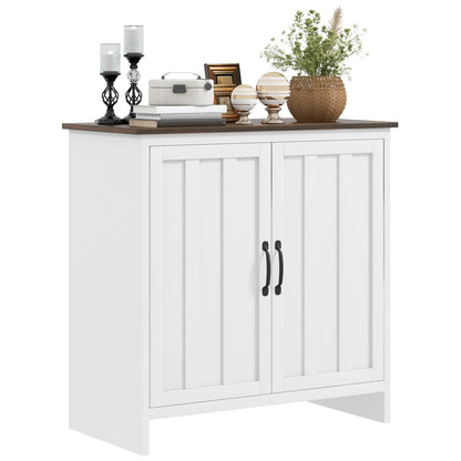 Modern Kitchen Sideboard, 2 Doors Mobile with Adjustable Shelf in Wood for Living Room and Entryway, 80x39.7x80cm, White