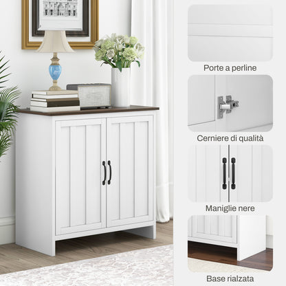 Modern Kitchen Sideboard, 2 Doors Mobile with Adjustable Shelf in Wood for Living Room and Entryway, 80x39.7x80cm, White