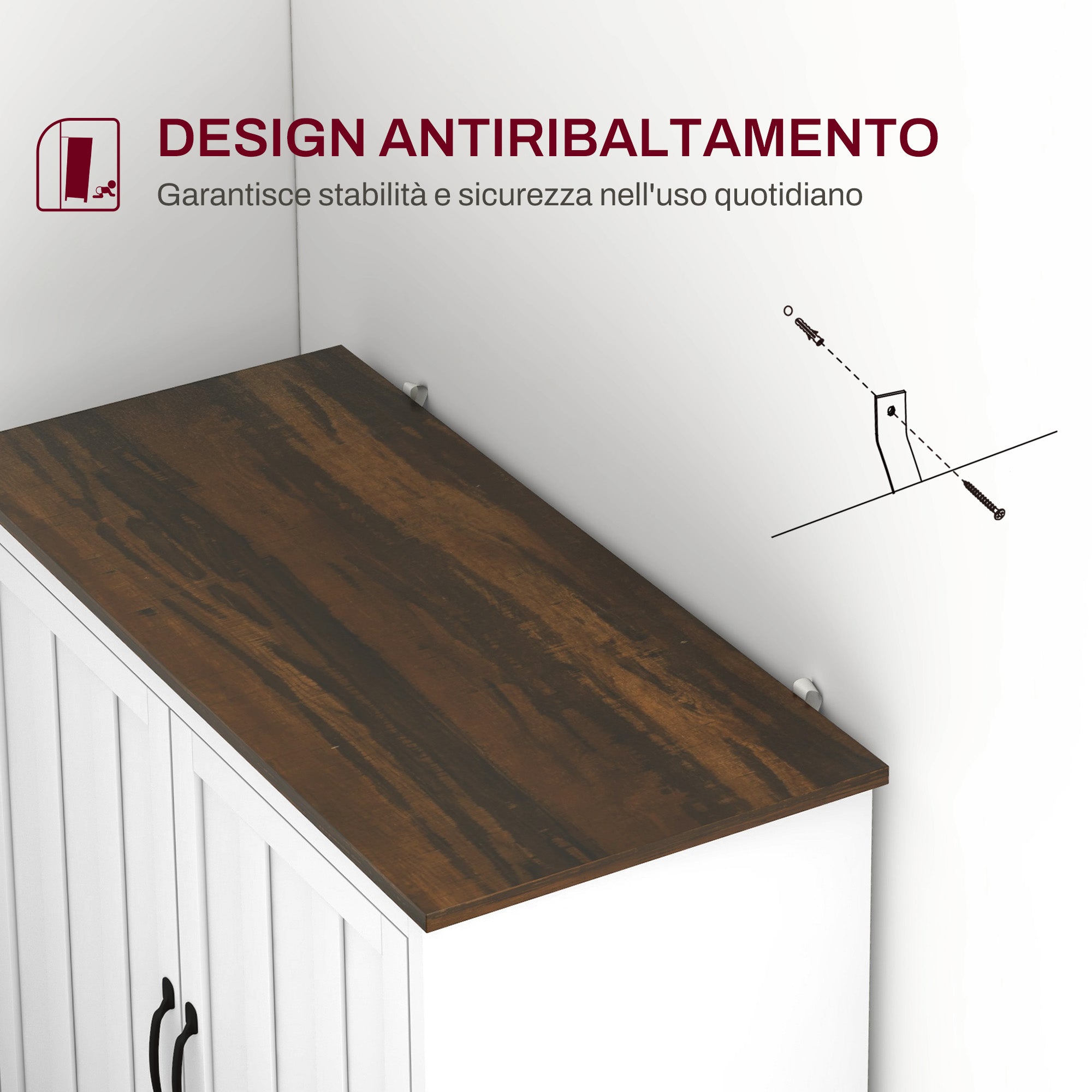 Modern Kitchen Sideboard, 2 Doors Mobile with Adjustable Shelf in Wood for Living Room and Entryway, 80x39.7x80cm, White