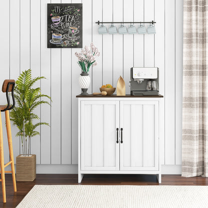 Modern Kitchen Sideboard, 2 Doors Mobile with Adjustable Shelf in Wood for Living Room and Entryway, 80x39.7x80cm, White