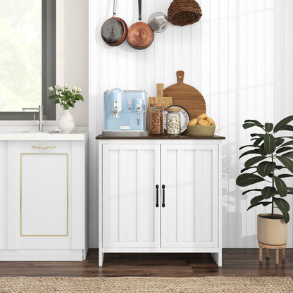 Modern Kitchen Sideboard, 2 Doors Mobile with Adjustable Shelf in Wood for Living Room and Entryway, 80x39.7x80cm, White