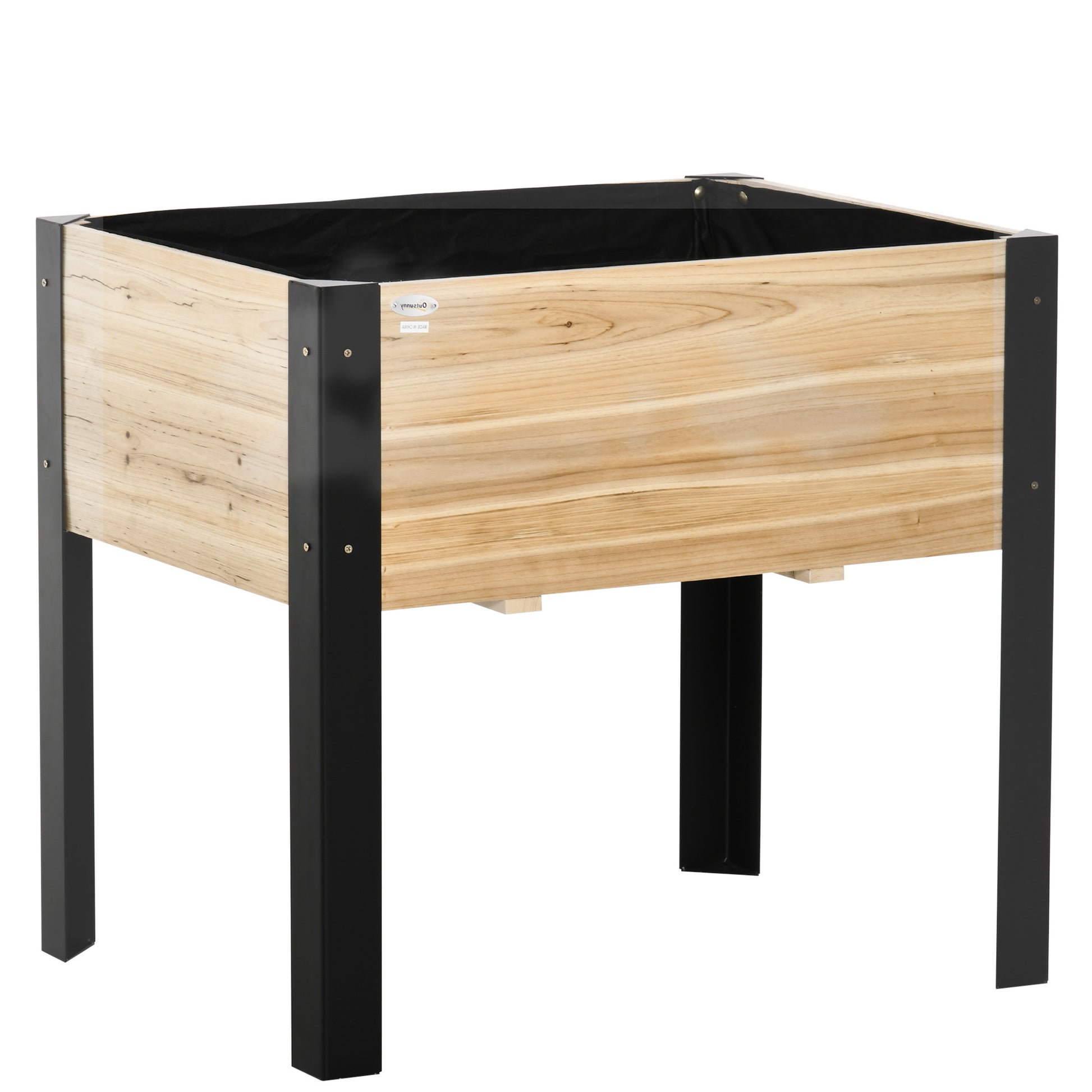 Raised Garden Bed - Planter - Drainage Felt Included - Black Epoxy Metal Fir Wood