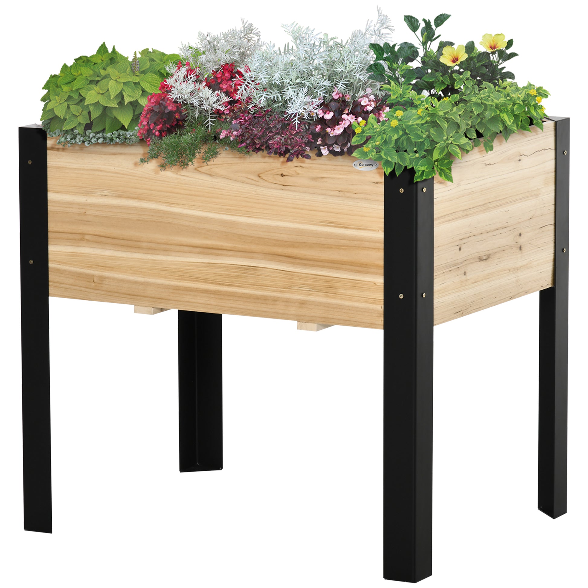 Raised Garden Bed - Planter - Drainage Felt Included - Black Epoxy Metal Fir Wood