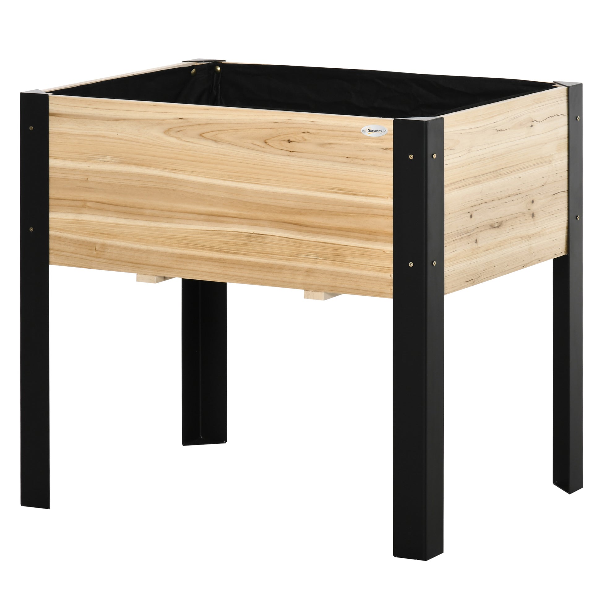 Raised Garden Bed - Planter - Drainage Felt Included - Black Epoxy Metal Fir Wood