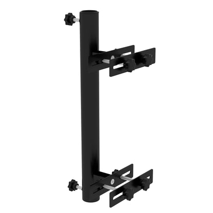 Balcony Parasol Stand with Adjustable Clamps Railing Support for 48mm and 38mm Poles, 21L x 14W x 58Hcm, Black Metal