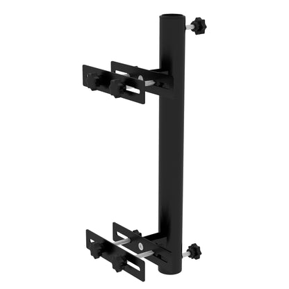 Balcony Parasol Stand with Adjustable Clamps Railing Support for 48mm and 38mm Poles, 21L x 14W x 58Hcm, Black Metal