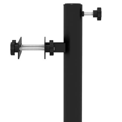 Balcony Parasol Stand with Adjustable Clamps Railing Support for 48mm and 38mm Poles, 21L x 14W x 58Hcm, Black Metal