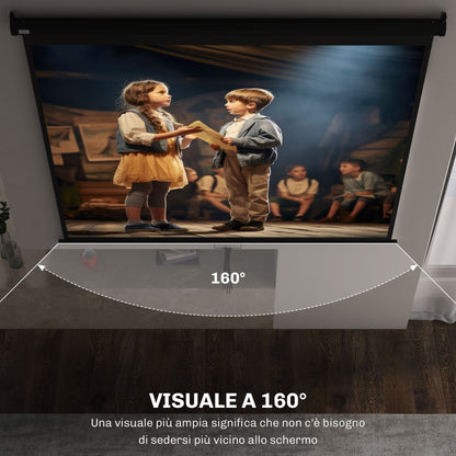 100-Inch Adjustable Mount Ceiling and Wall Projection Screen, 4:3 Format, 203x152cm, White and Black