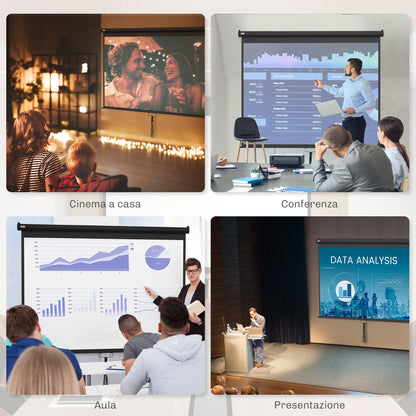 100-Inch Adjustable Mount Ceiling and Wall Projection Screen, 4:3 Format, 203x152cm, White and Black