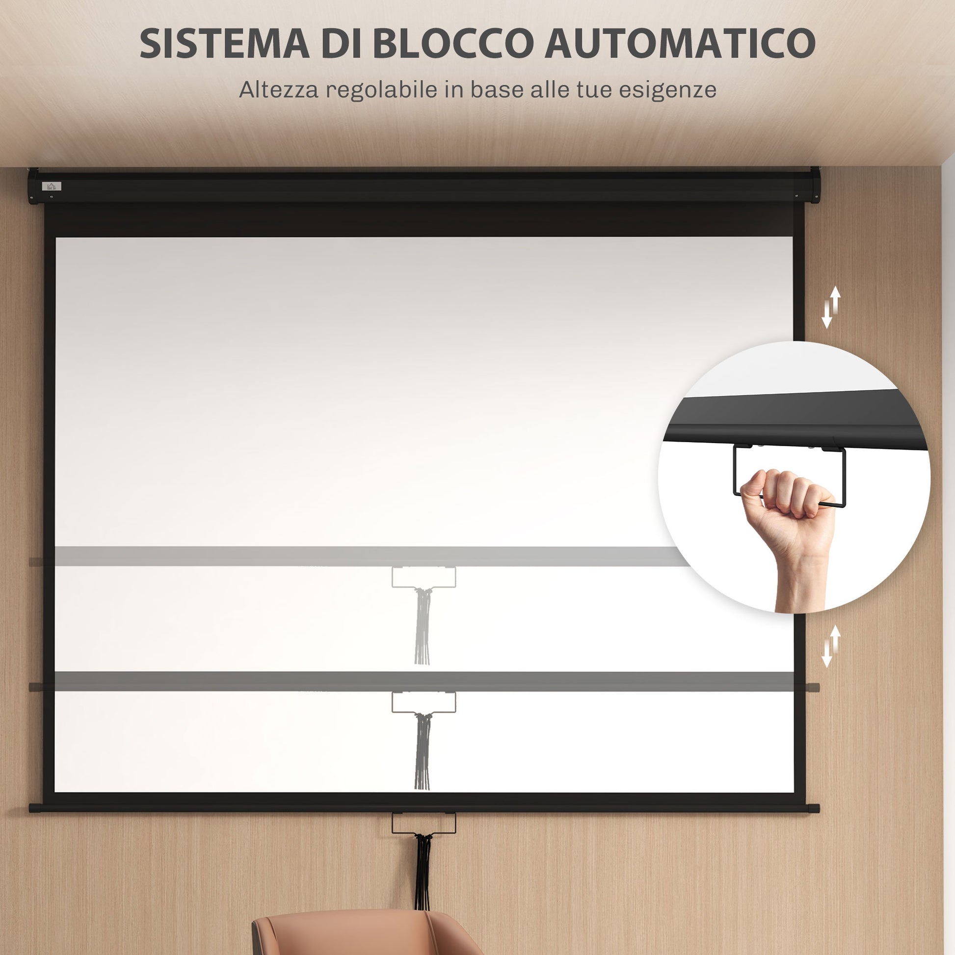 100-Inch Adjustable Mount Ceiling and Wall Projection Screen, 4:3 Format, 203x152cm, White and Black