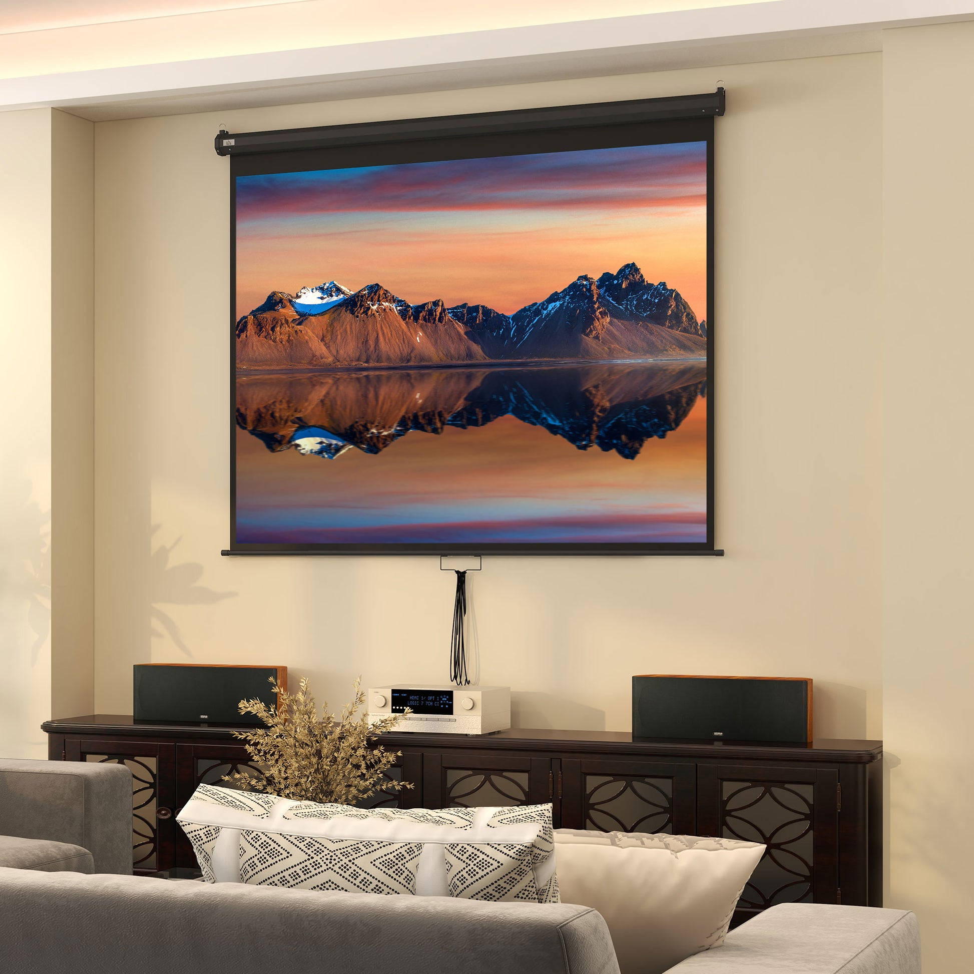 100-Inch Adjustable Mount Ceiling and Wall Projection Screen, 4:3 Format, 203x152cm, White and Black