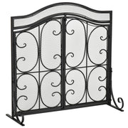 Fireplace Screen Guard for Wood Burning Fireplace, Indoor Fireplace Cover with 2 Clip Closure Doors, 88x30x89cm, Black
