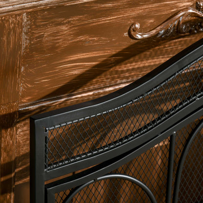 Fireplace Screen Guard for Wood Burning Fireplace, Indoor Fireplace Cover with 2 Clip Closure Doors, 88x30x89cm, Black